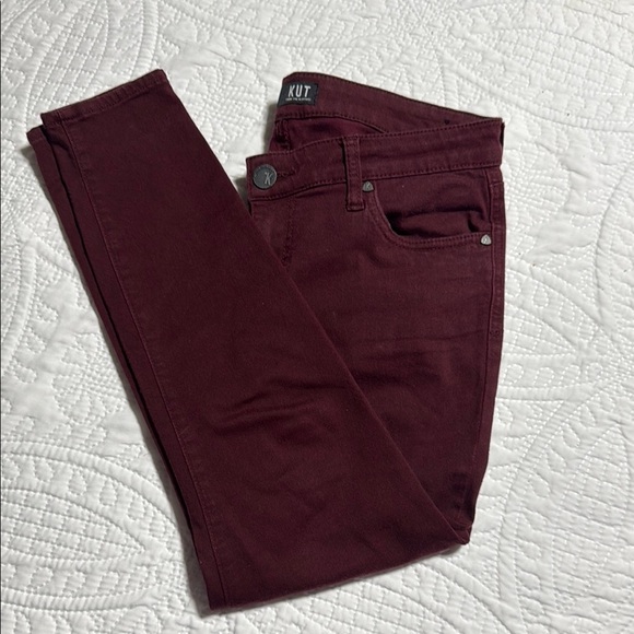 Women's Burgundy Jeans - Picture 7 of 9